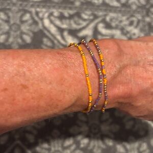 Enewton Beaded Wrap Bracelet Set in Purple and orange